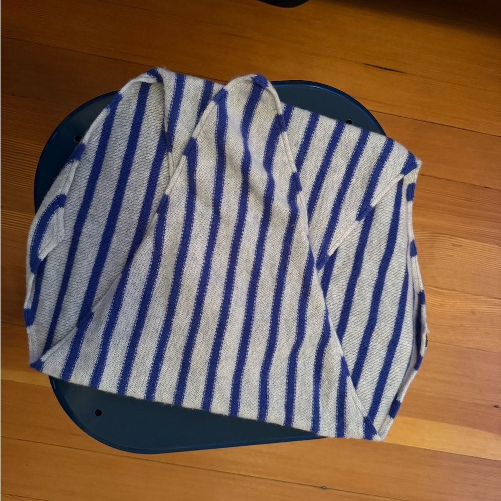 Le Bon Shoppe Cashmere Bandana in blue and gray stripe.